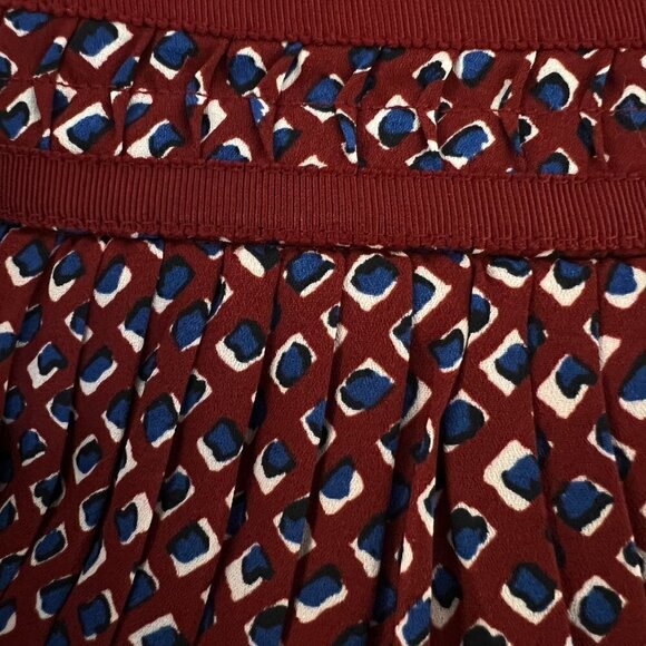 Banana Republic Diamond Pleated Lined Knee Length Skirt Red Blue White Sz 10 - Picture 11 of 14